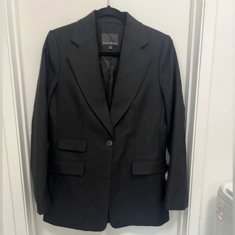 Banana Republic Women Italian Wool Black Blazer